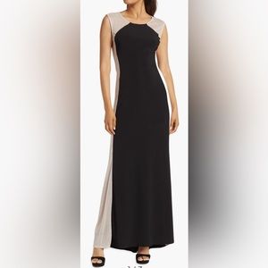 Marina Black & Nude Side Panel Jersey Gown Size 8 (Medium) NWT